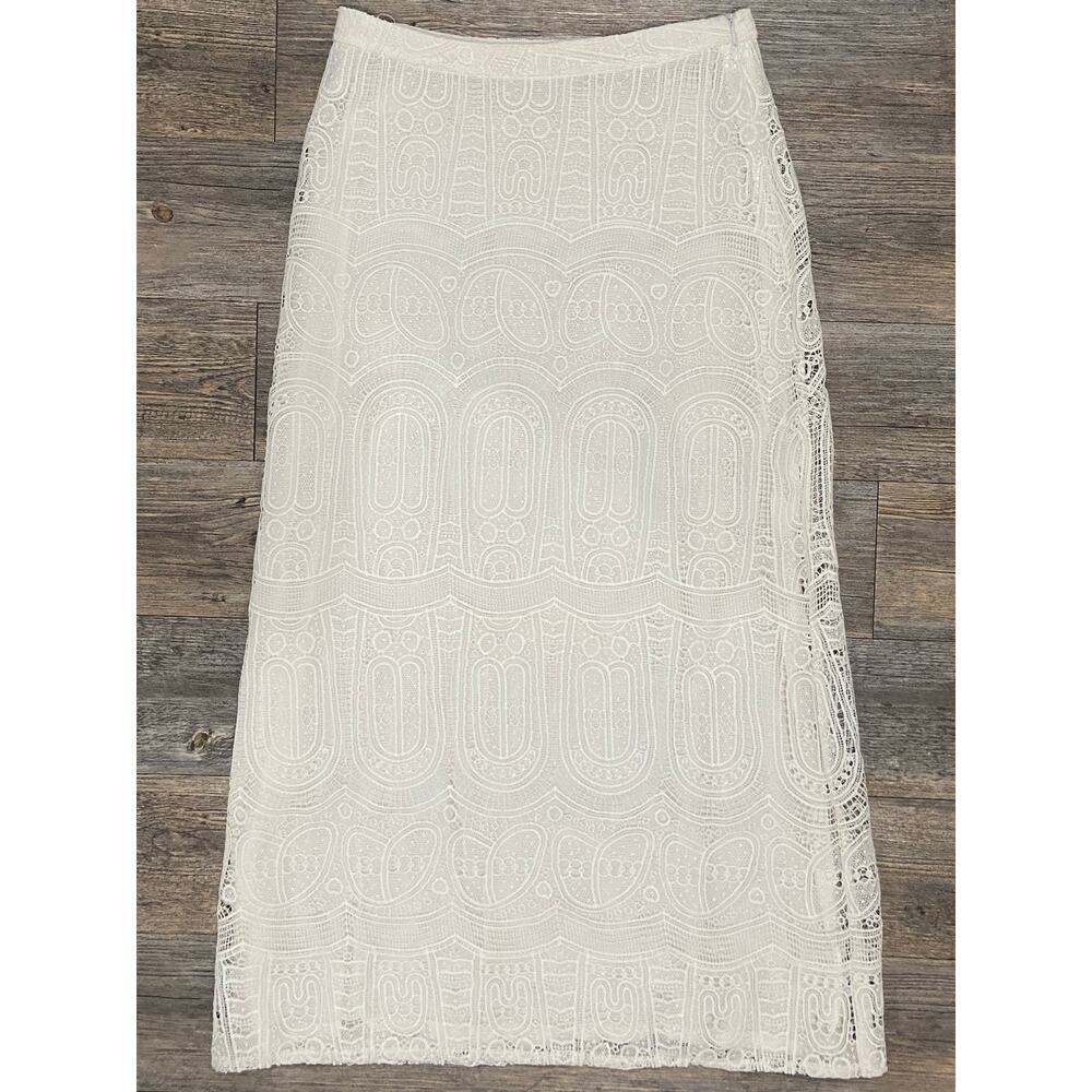 $850 Anne Fontaine White Lace Overlay Boho Maxi 
Skirt Size 42 EU 42/l US 10